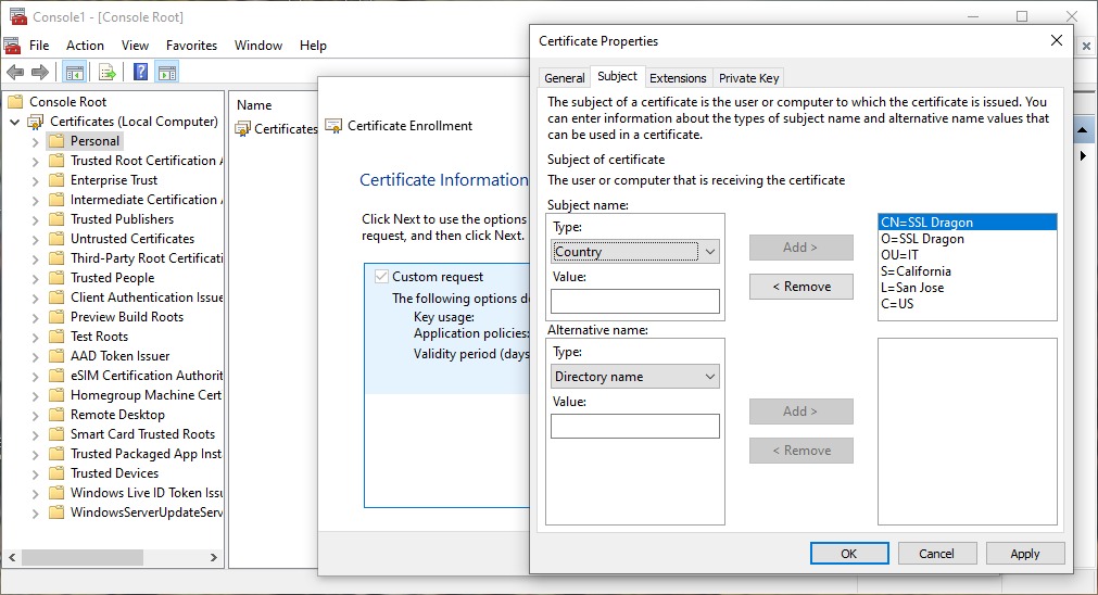 Alternative certificate methods