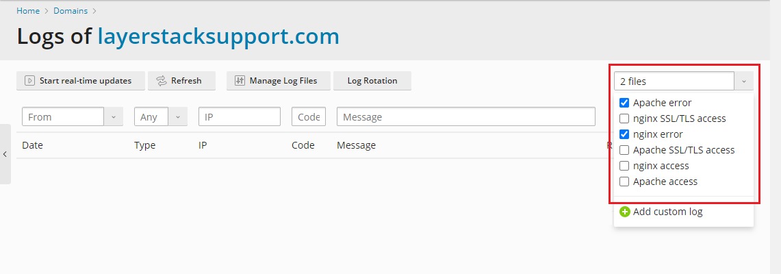 Apache error example