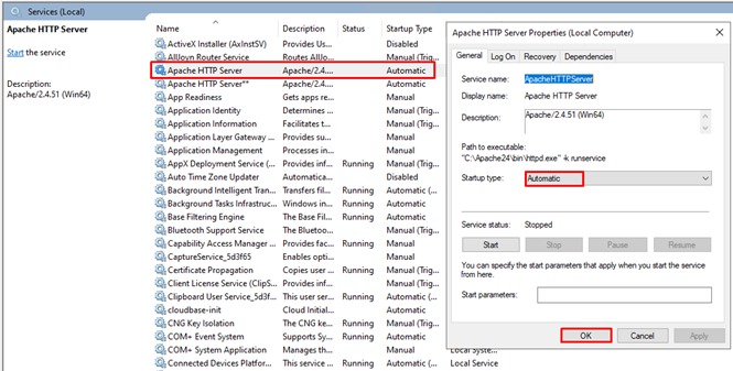 Apache service names