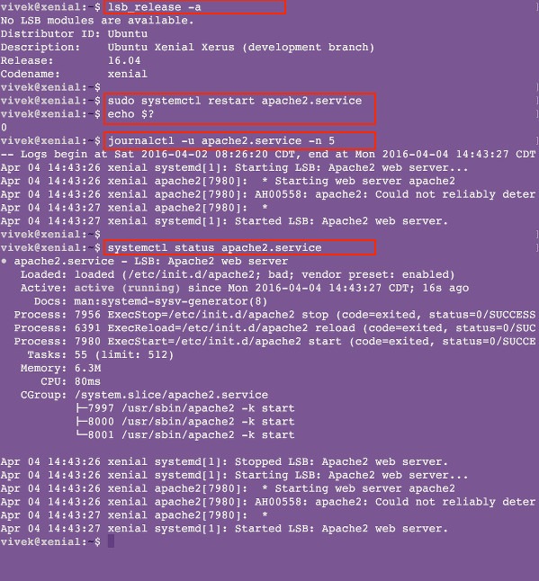 Apache systemd commands