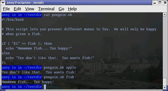 Bash test selection