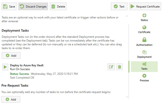 Certificate deployment hooks