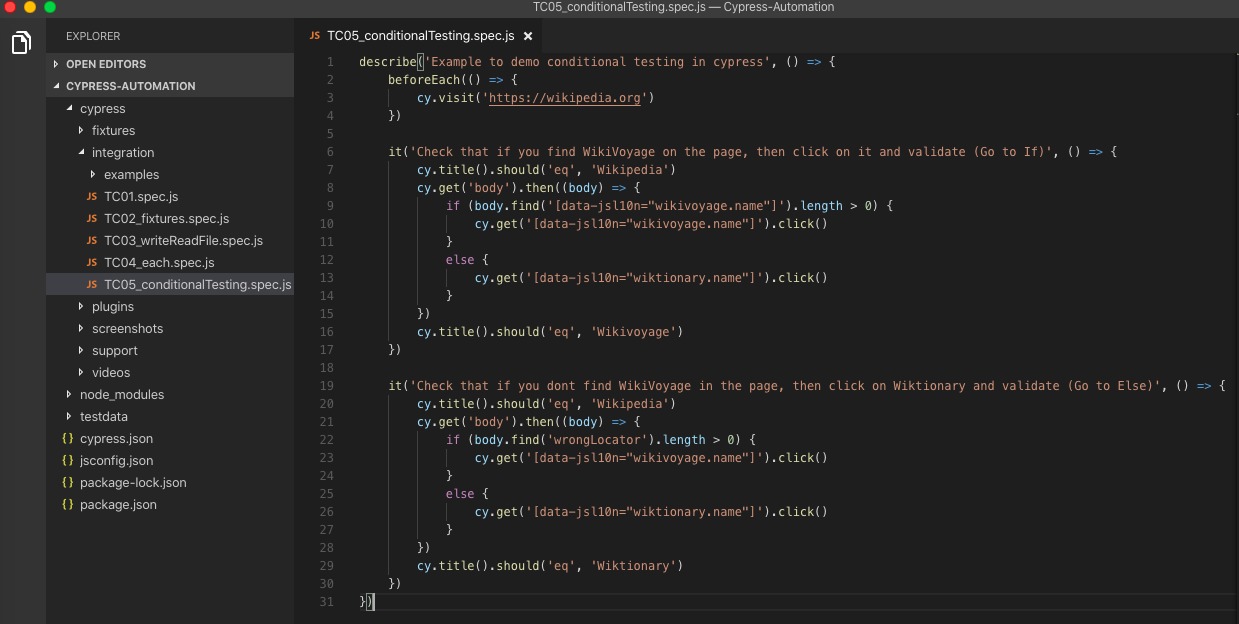 Conditional test results