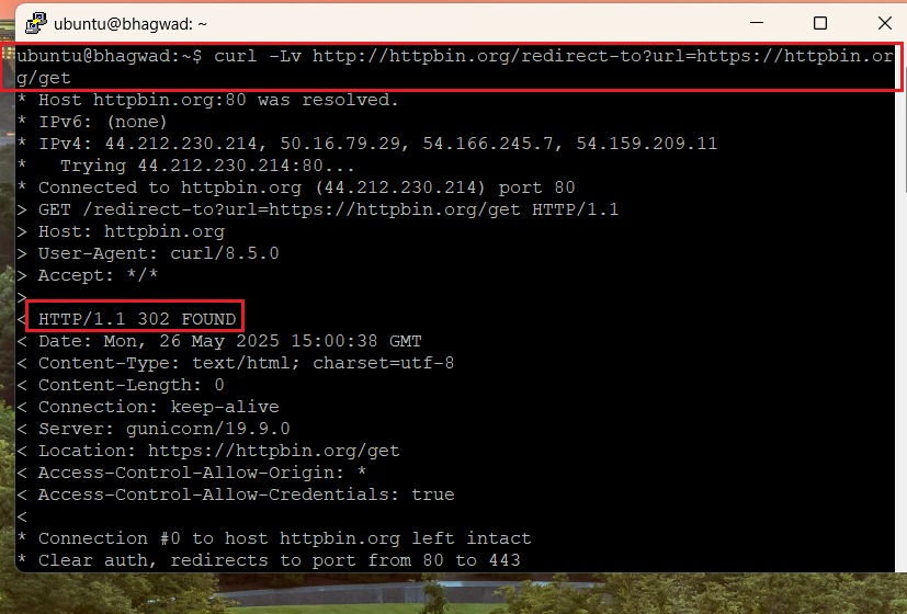 Curl redirect verification
