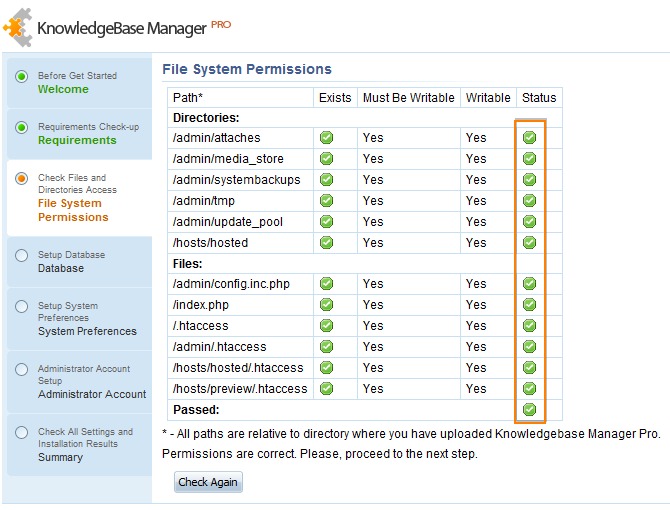 Directory permission checks