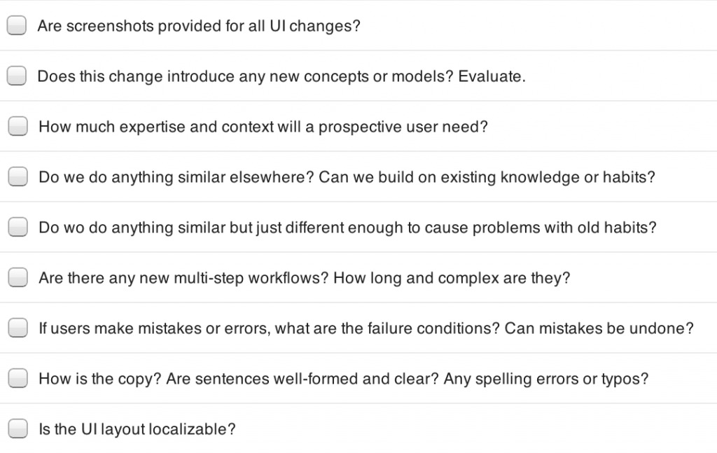 Failure evidence checklist