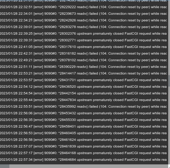 FastCGI failure diagnosis