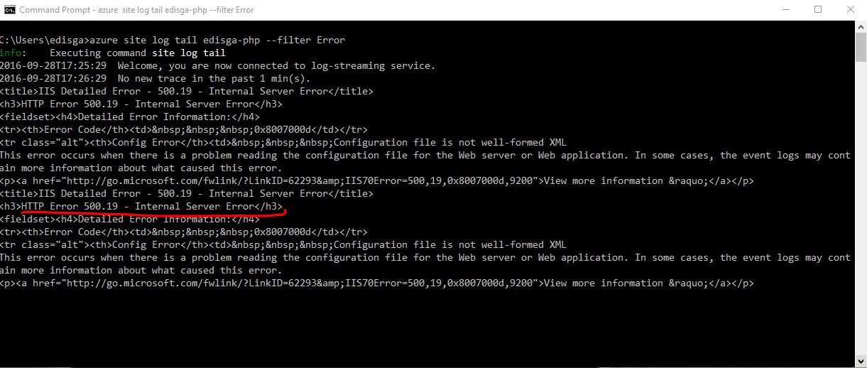 HTTP failure logs