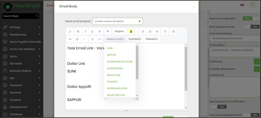 Link replacement workflow