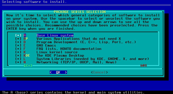 Linux package selection