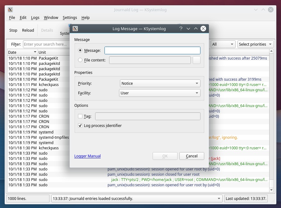 Linux service logs