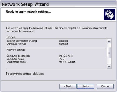 Network setup settings