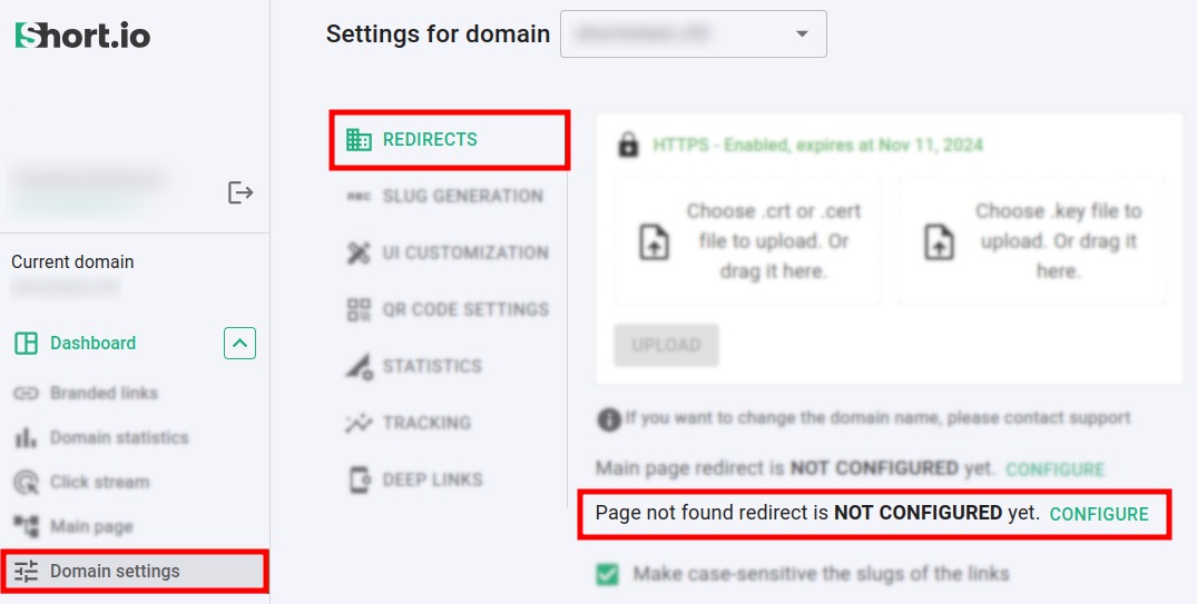Old domain redirects