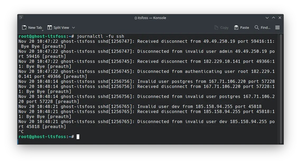 OpenSSH server logs