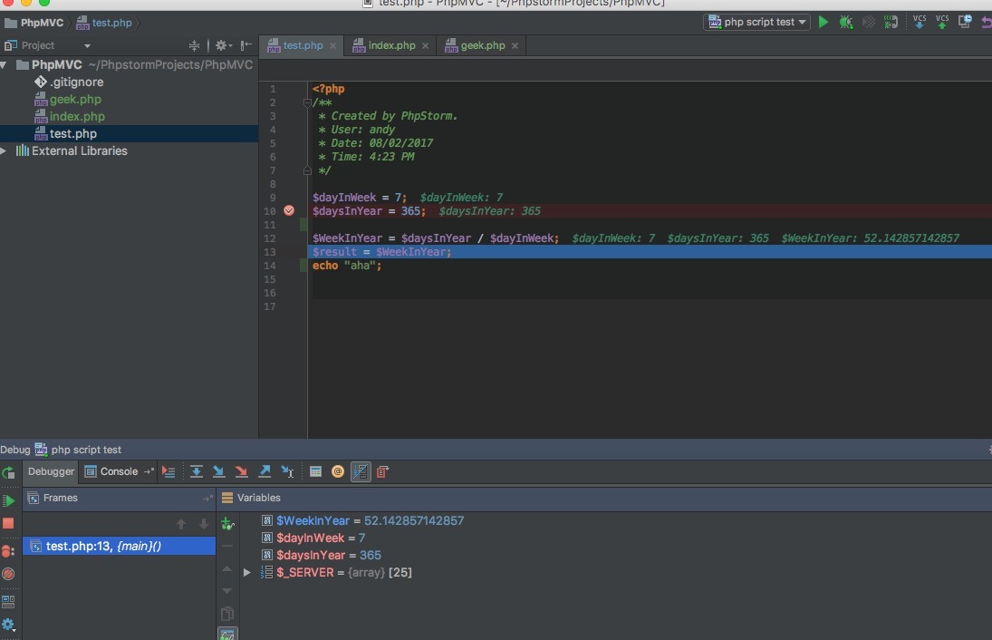 PHP debugging configuration