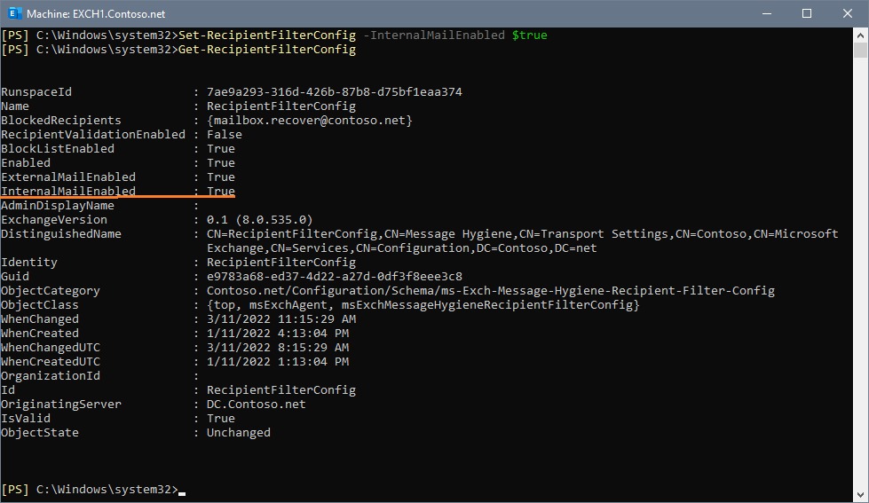 Recipient mailbox filtering