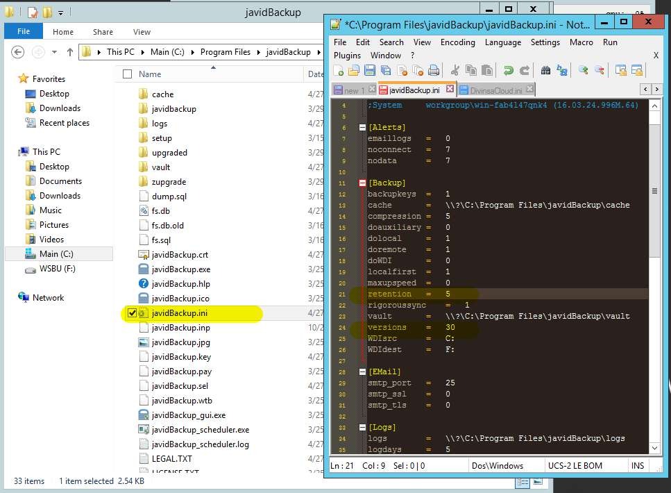 Remote backup retention