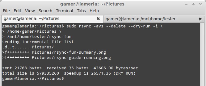 Rsync dry run