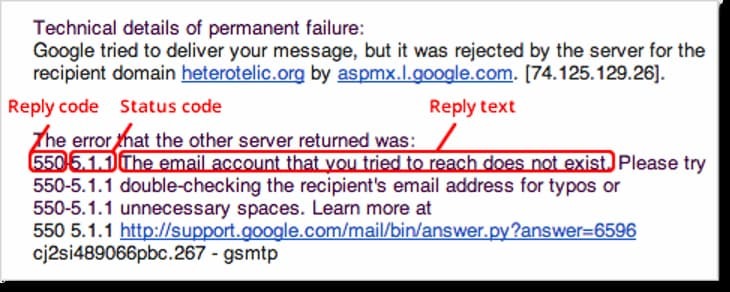 SMTP provider errors