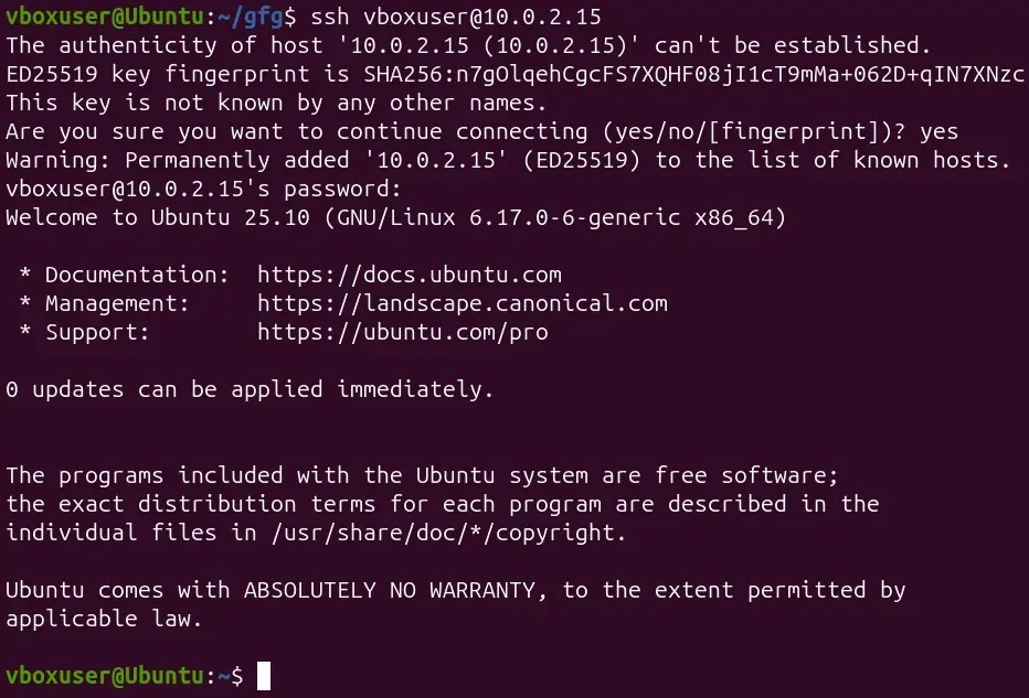 SSH debug output