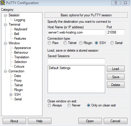 SSH destination account