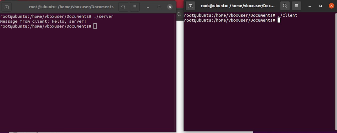 Sample socket output