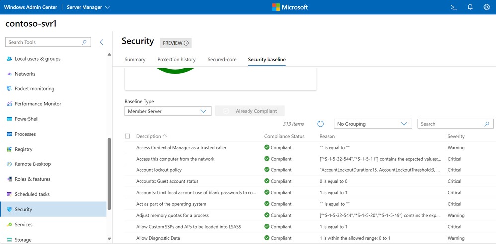 Security baseline review