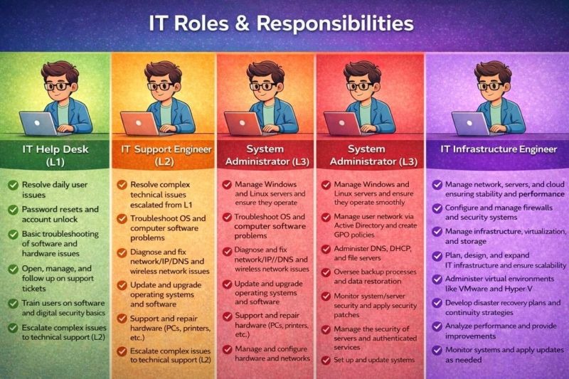 Server support responsibilities