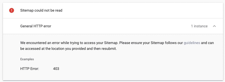 Sitemap retrieval errors