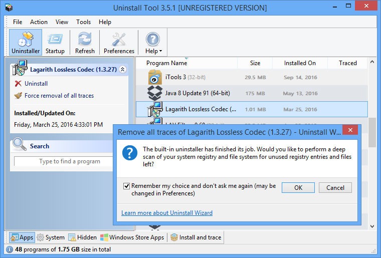 Software removal decision