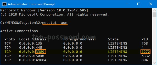 TCP process lookup