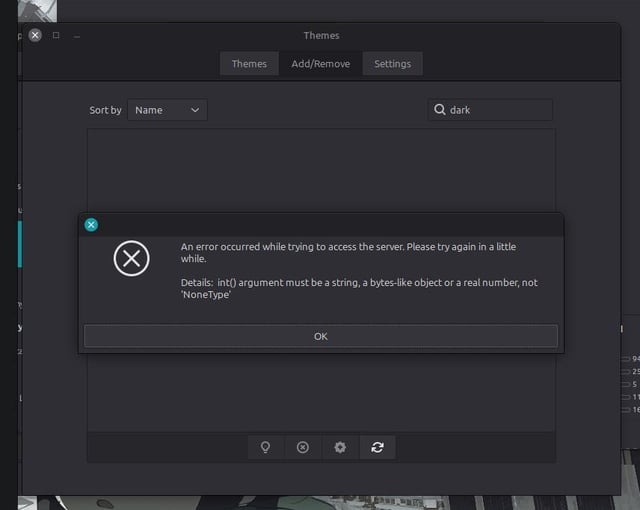 Theme package installation error