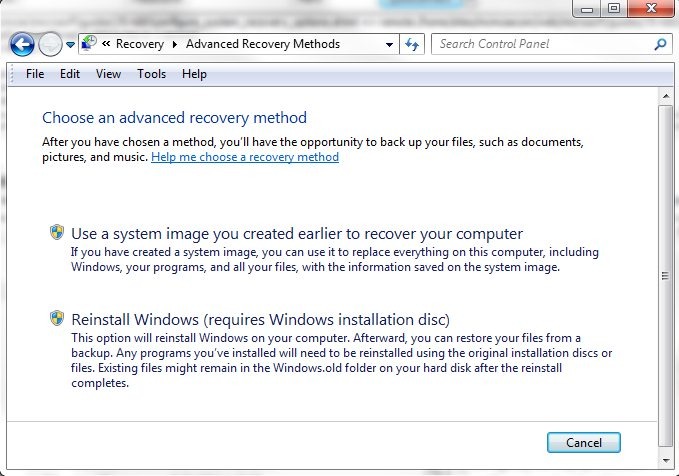 Theme rollback recovery options