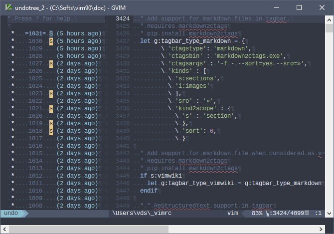 Vim change grouping