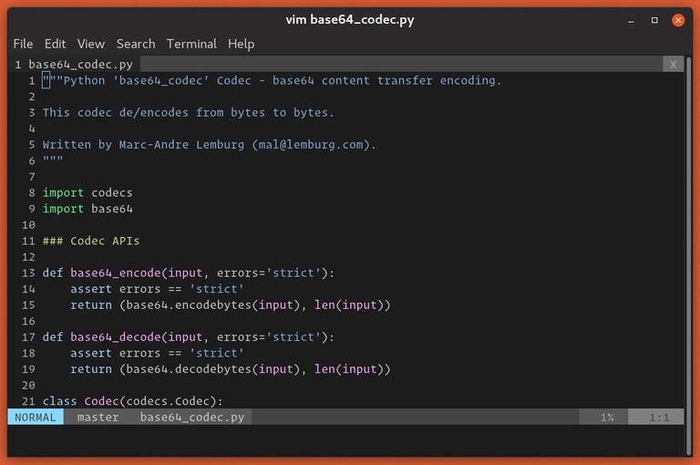 Vim cursor line numbering example