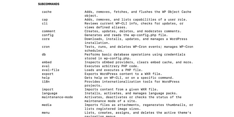 WP CLI plugin commands