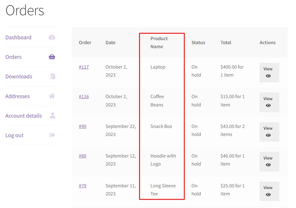WooCommerce order storage