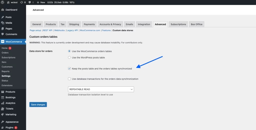WooCommerce order storage