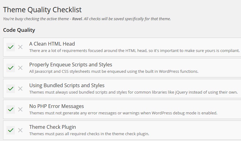 WordPress acceptance checks