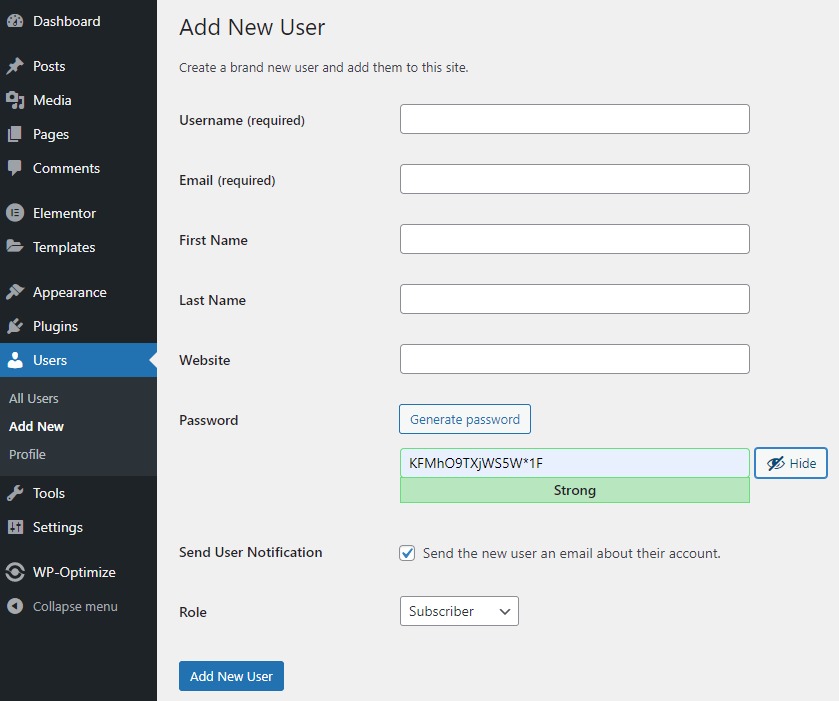 WordPress account permissions