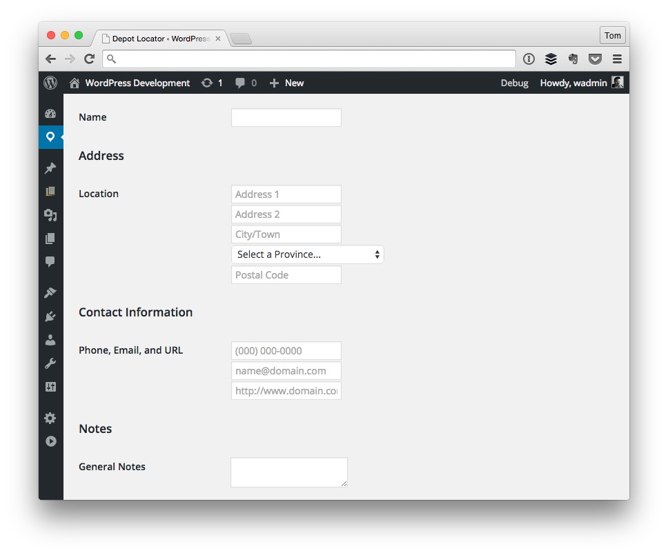 WordPress address settings
