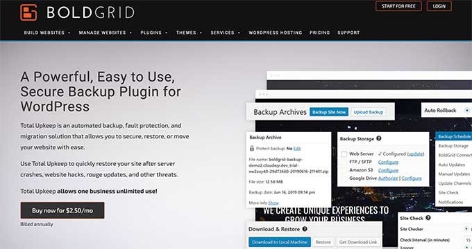 WordPress backup parts
