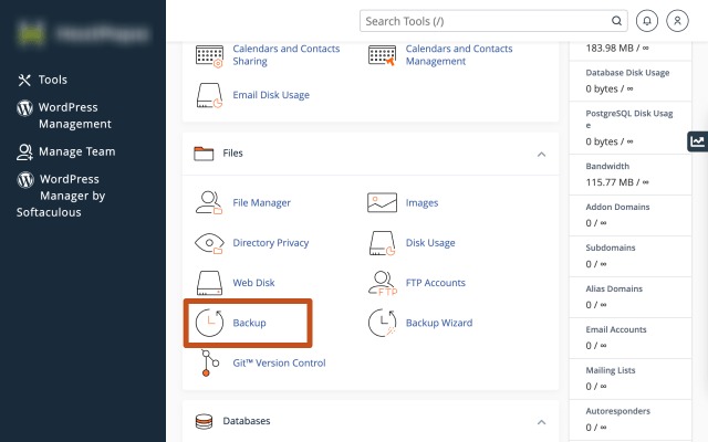 WordPress backup recovery