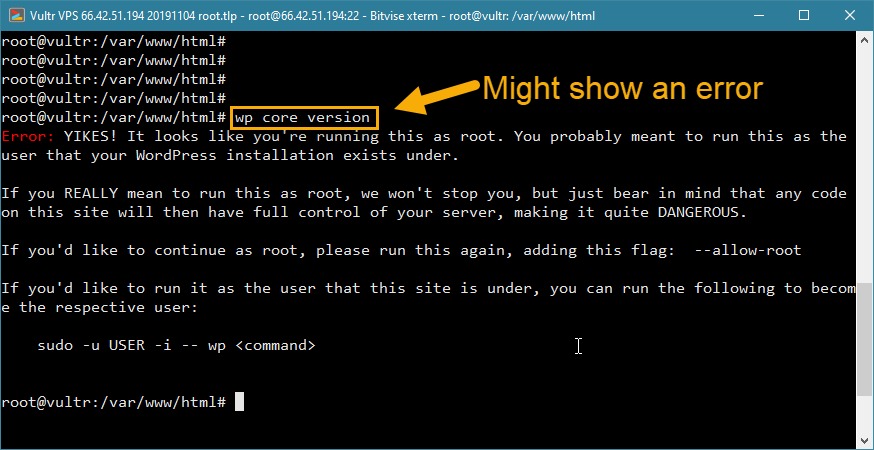 WordPress command line installation