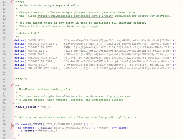 WordPress configuration file