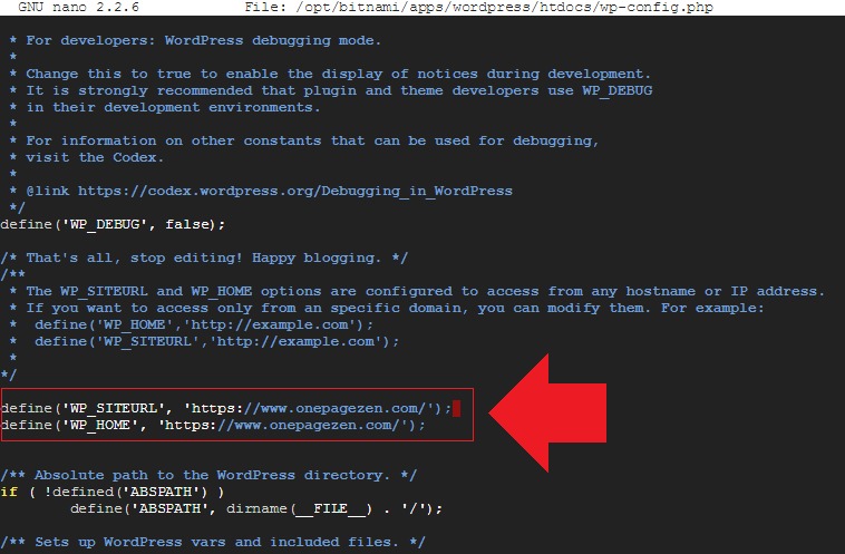 WordPress configuration location