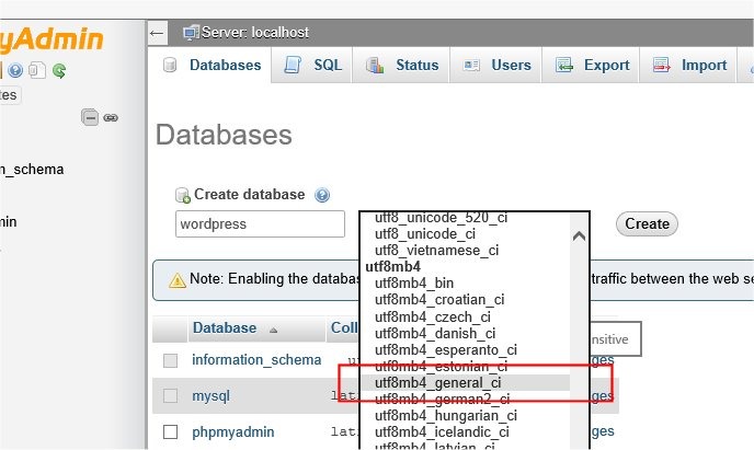 WordPress database transfer