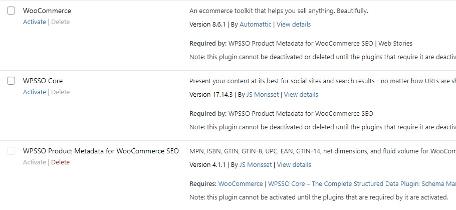 WordPress dependency inventory