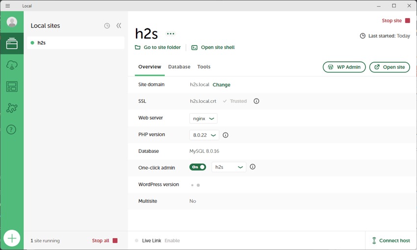 WordPress environment settings