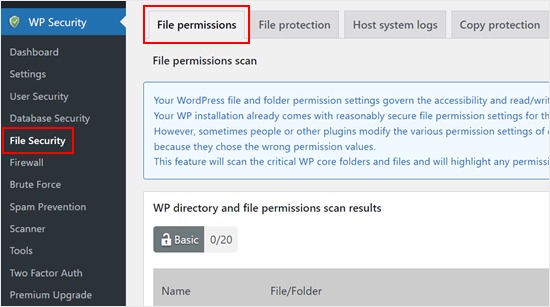 WordPress filesystem permissions